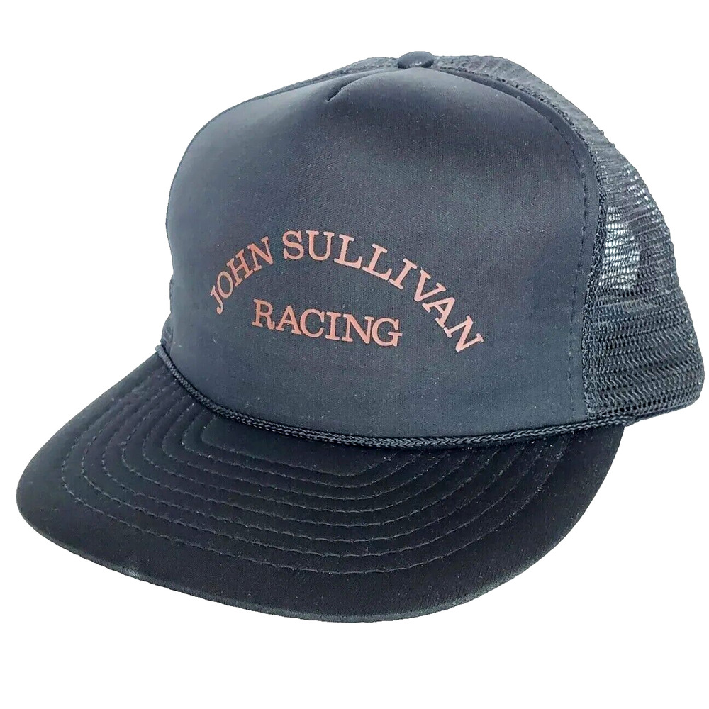 Vintage John Sullivan Racing Snapback Mesh Trucker Rope Hat Black Cap San Sun